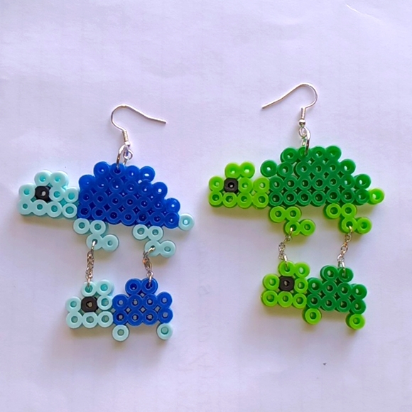 Viviana's handmade Turtles earrings Dark green light green,light blue royal blue - Picture 1 of 3